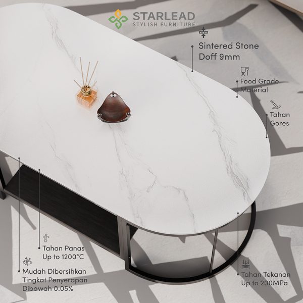 STARLEAD Meja Tamu Sintered Stone - Eterna Vogue White - Image 5