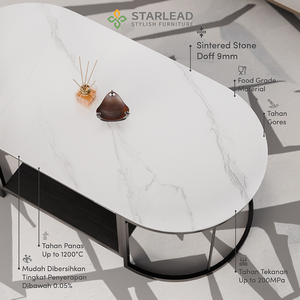 STARLEAD Meja Tamu Sintered Stone - Eterna Vogue White