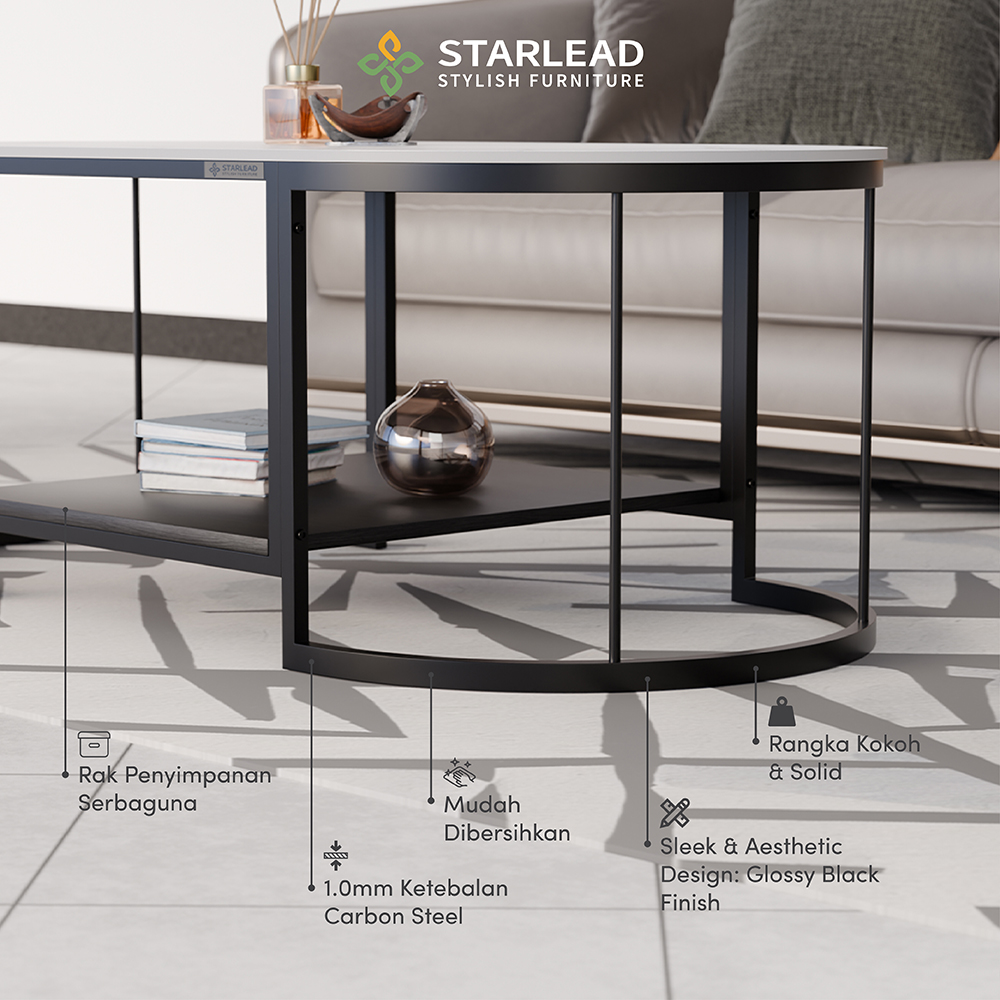 STARLEAD Meja Tamu Sintered Stone - Eterna Vogue White