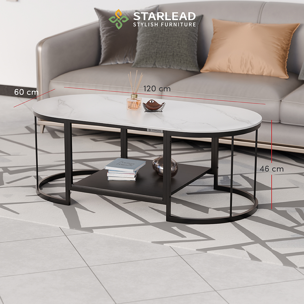STARLEAD Meja Tamu Sintered Stone - Eterna Vogue White