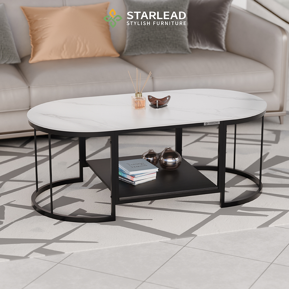 STARLEAD Meja Tamu Sintered Stone - Eterna Vogue White