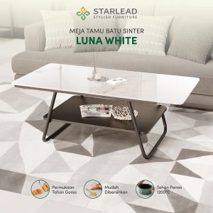 STARLEAD Meja Tamu Sintered Stone - Luna White
