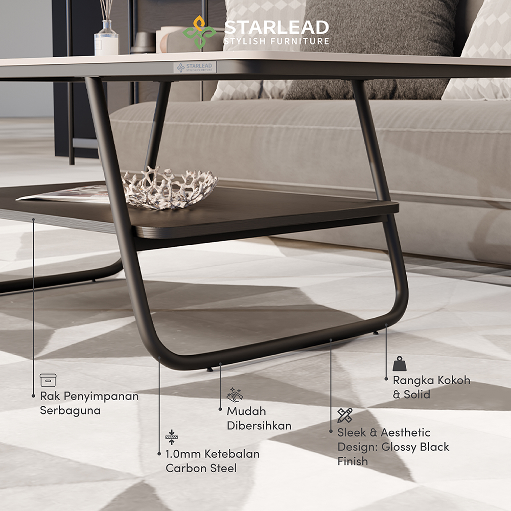 STARLEAD Meja Tamu Sintered Stone - Luna White