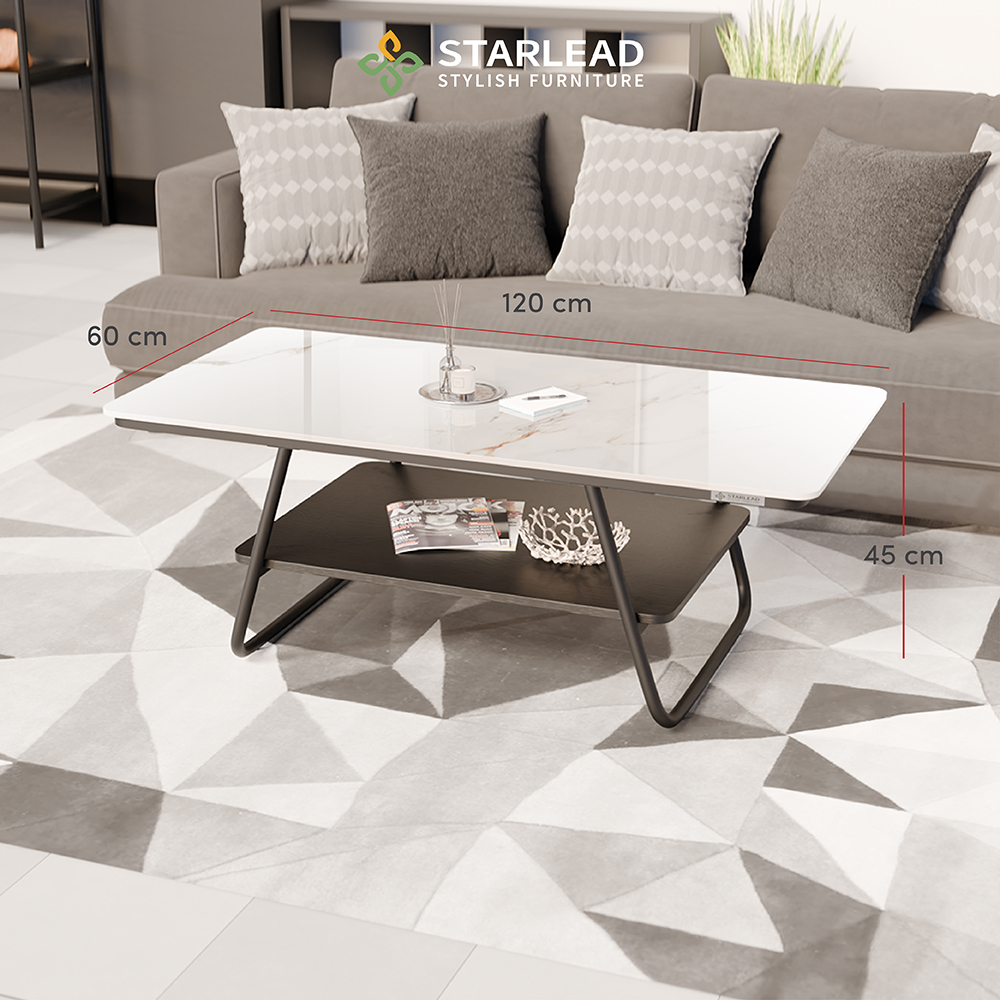 STARLEAD Meja Tamu Sintered Stone - Luna White