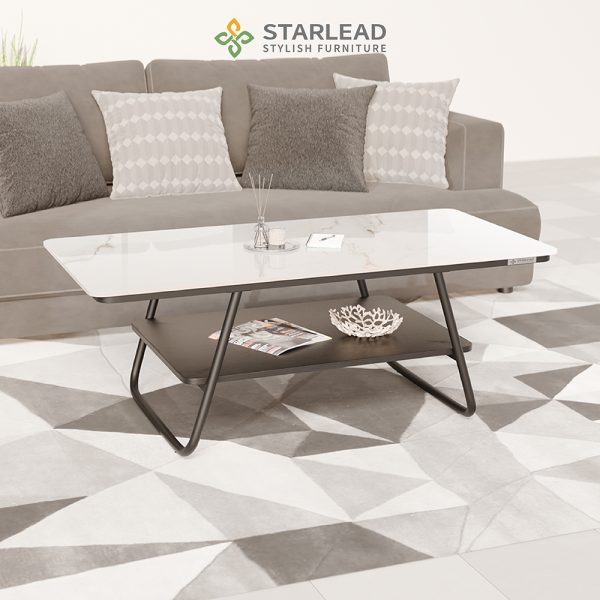 STARLEAD Meja Tamu Sintered Stone - Luna White - Image 2