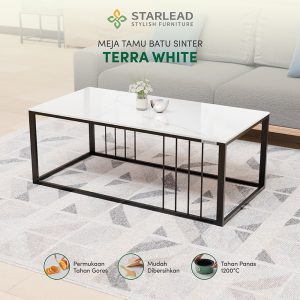 STARLEAD Meja Tamu Sintered Stone - Terra White