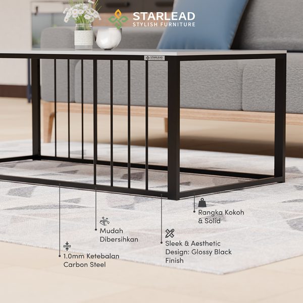 STARLEAD Meja Tamu Sintered Stone - Terra White - Image 4