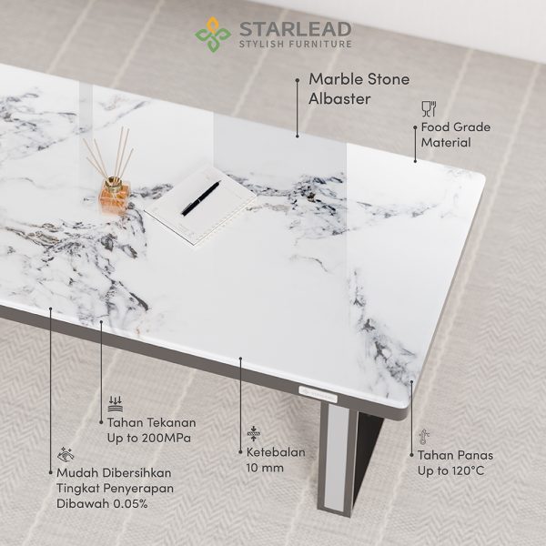 STARLEAD Meja Tamu Marble Stone - Albaster Micro White - Image 5