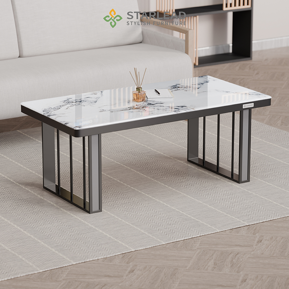 STARLEAD Meja Tamu Marble Stone - Albaster Micro White