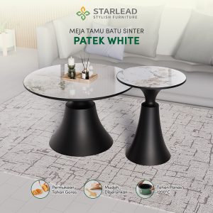 STARLEAD Meja Tamu Sintered Stone - Patek White