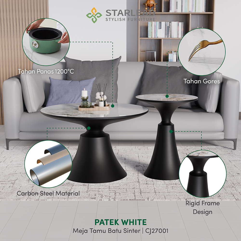 STARLEAD Meja Tamu Sintered Stone - Patek White