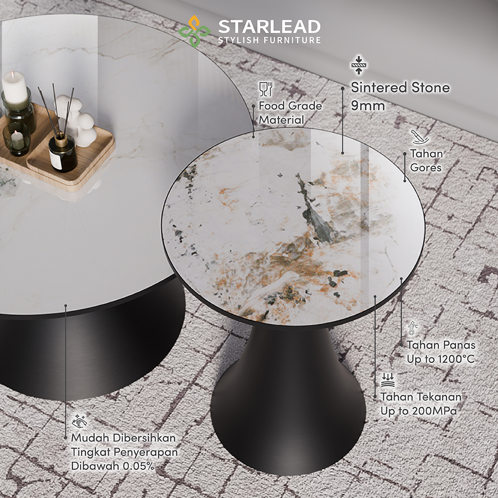 STARLEAD Meja Tamu Sintered Stone - Patek White