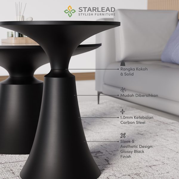 STARLEAD Meja Tamu Sintered Stone - Patek White - Image 4