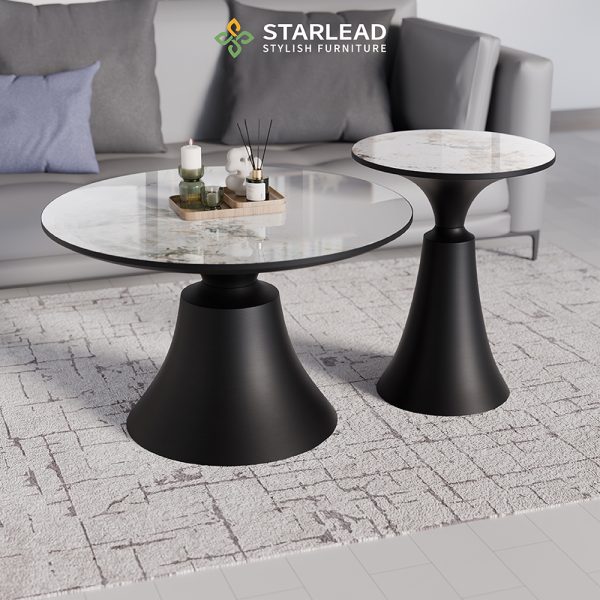 STARLEAD Meja Tamu Sintered Stone - Patek White - Image 2