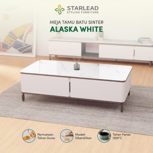 STARLEAD Meja Tamu Sintered Stone - Alaska White