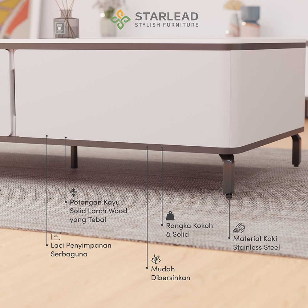 STARLEAD Meja Tamu Sintered Stone - Alaska White