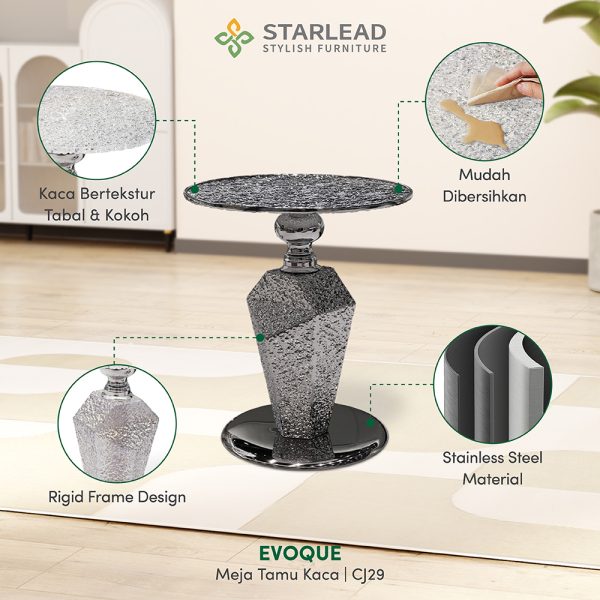 STARLEAD Meja Tamu Textured Glass - Evoque - Image 6