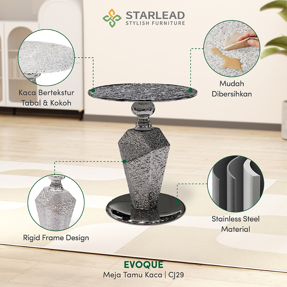 STARLEAD Meja Tamu Textured Glass - Evoque