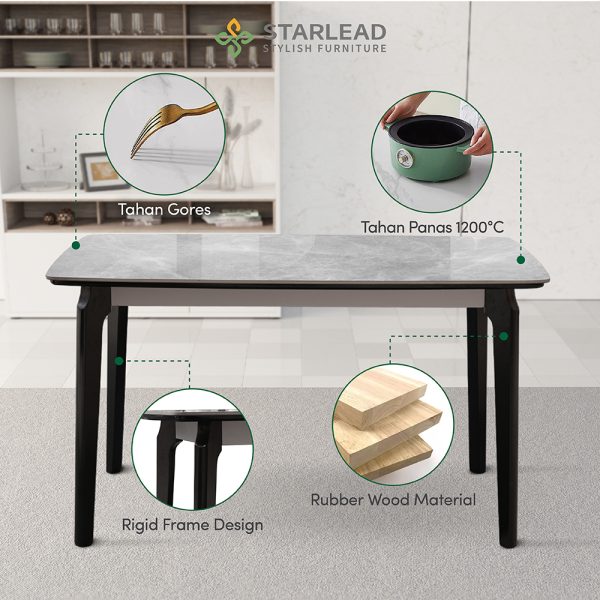 STARLEAD Meja Makan Sintered Stone – Carrara White & Calacatta Grey - Image 6