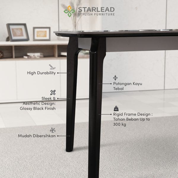 STARLEAD Meja Makan Sintered Stone – Carrara White & Calacatta Grey - Image 4