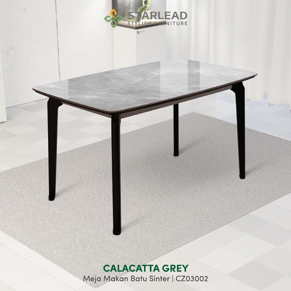 STARLEAD Meja Makan Sintered Stone – Carrara White & Calacatta Grey - Image 1