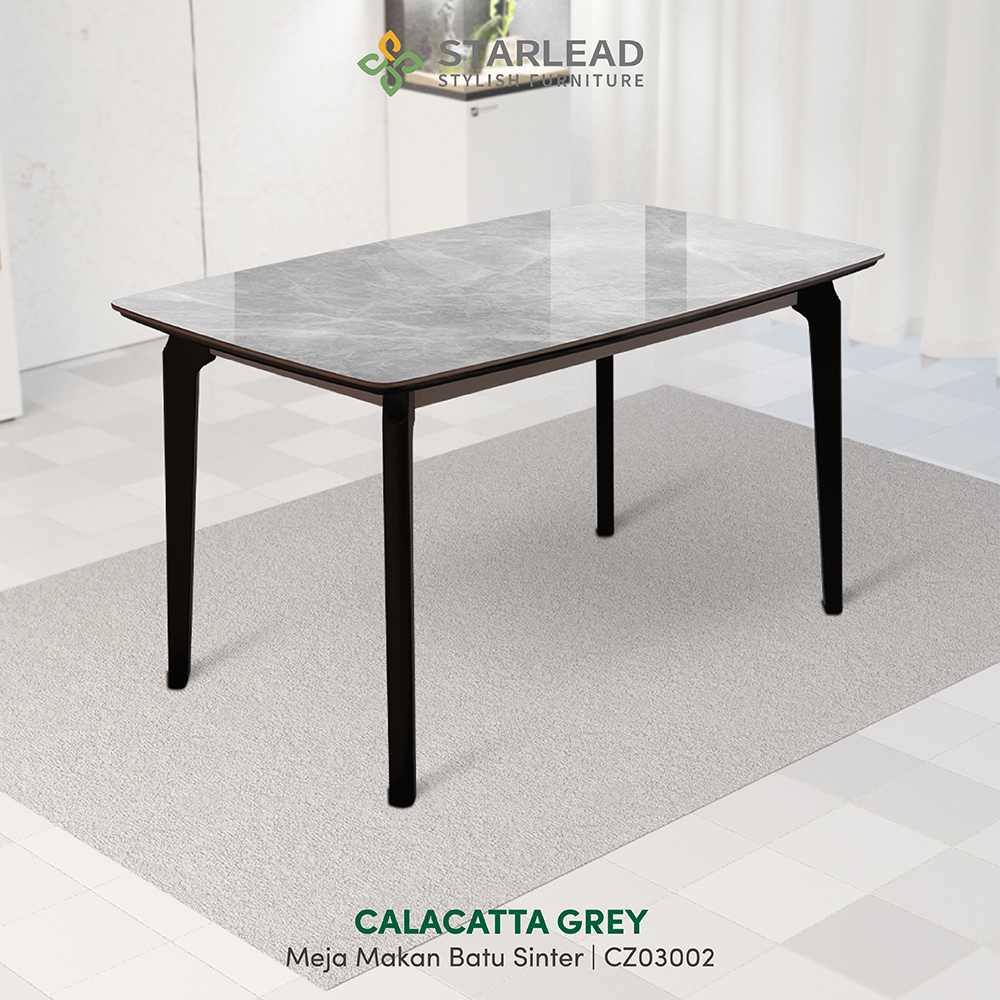 STARLEAD Meja Makan Sintered Stone – Carrara White & Calacatta Grey