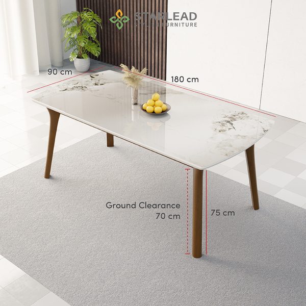 STARLEAD Meja Makan Sintered Stone - Pandora White - Image 2