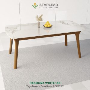 STARLEAD Meja Makan Sintered Stone - Pandora White