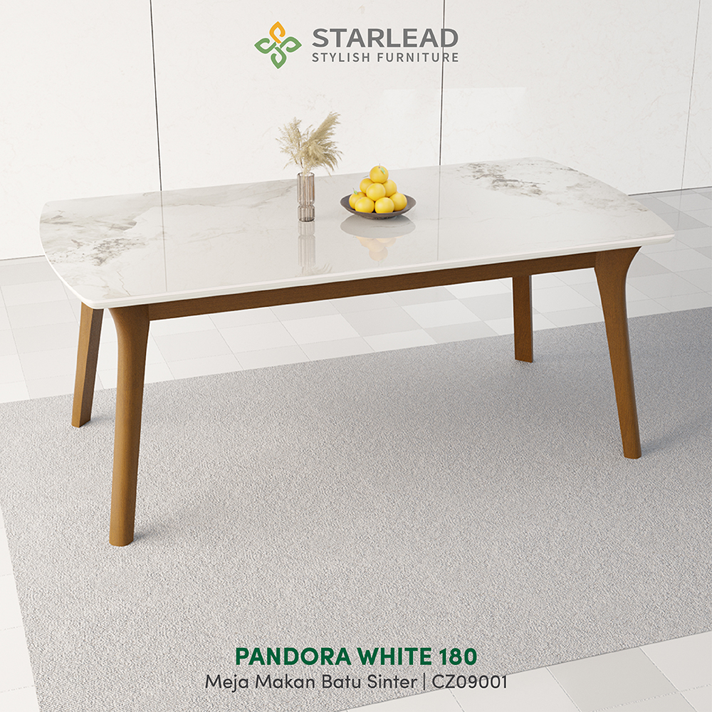 STARLEAD Meja Makan Sintered Stone - Pandora White