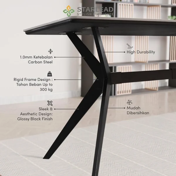 STARLEAD Meja Makan Sintered Stone – Altitude 120 Carrara White & Calacatta Grey - Image 3