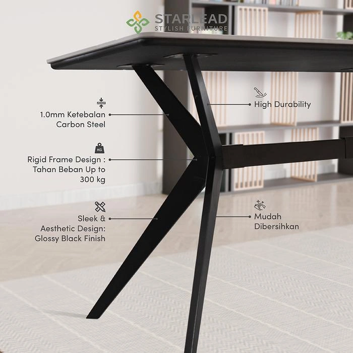 STARLEAD Meja Makan Sintered Stone – Altitude 120 Carrara White & Calacatta Grey