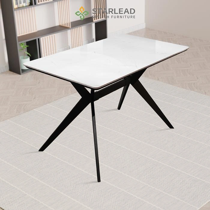 STARLEAD Meja Makan Sintered Stone – Altitude 120 Carrara White & Calacatta Grey