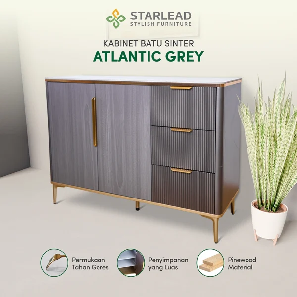 STARLEAD Rak Kabinet Serbaguna Sintered Stone - Atlantic Grey - Image 1