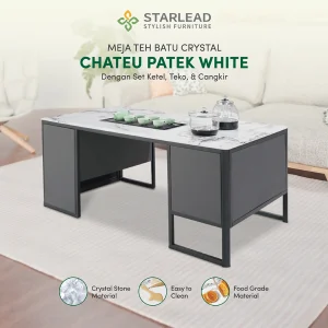 STARLEAD Meja Teh Crystal Stone - Chateu Patek White