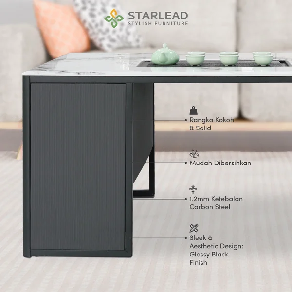 STARLEAD Meja Teh Crystal Stone - Chateu Patek White - Image 3