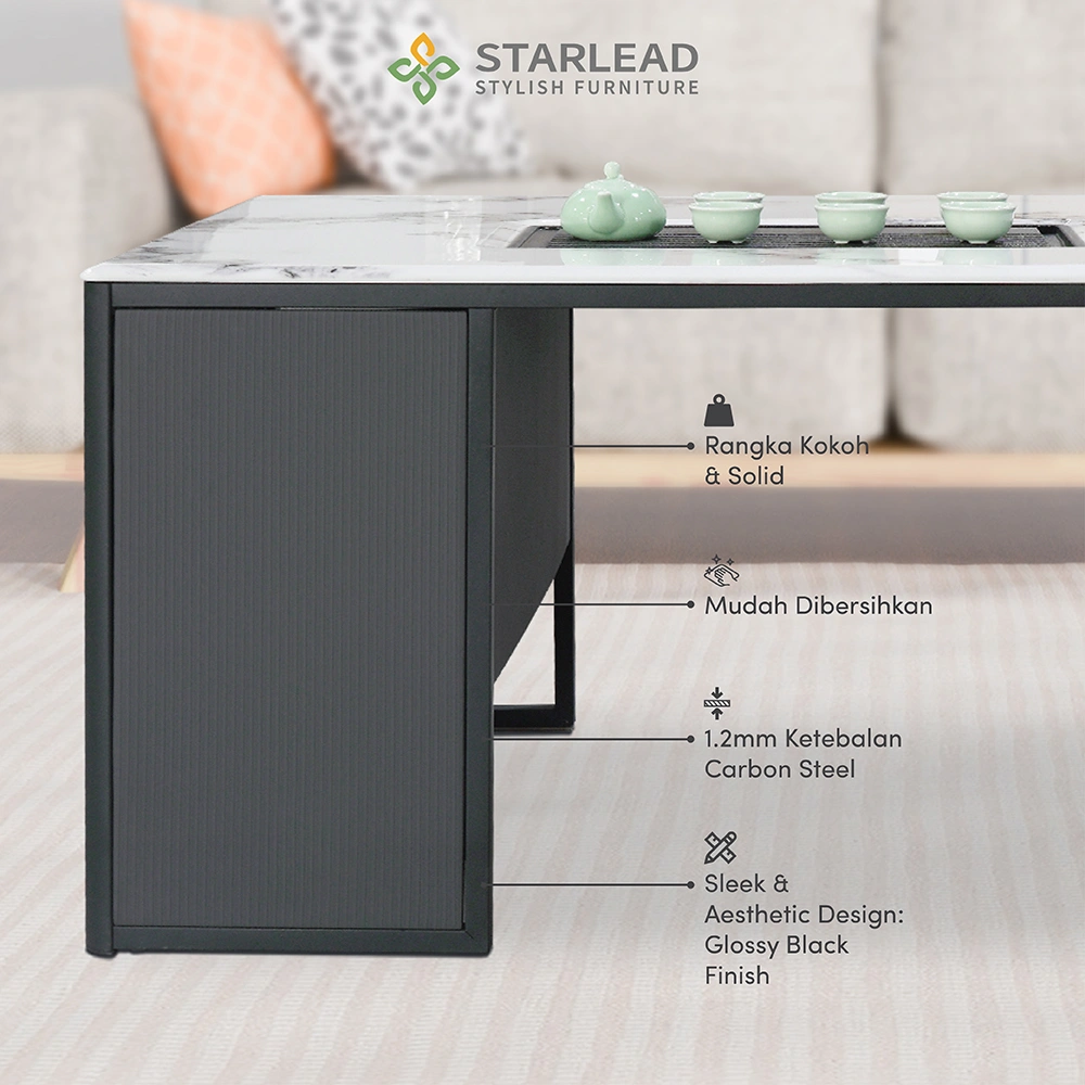 STARLEAD Meja Teh Crystal Stone - Chateu Patek White