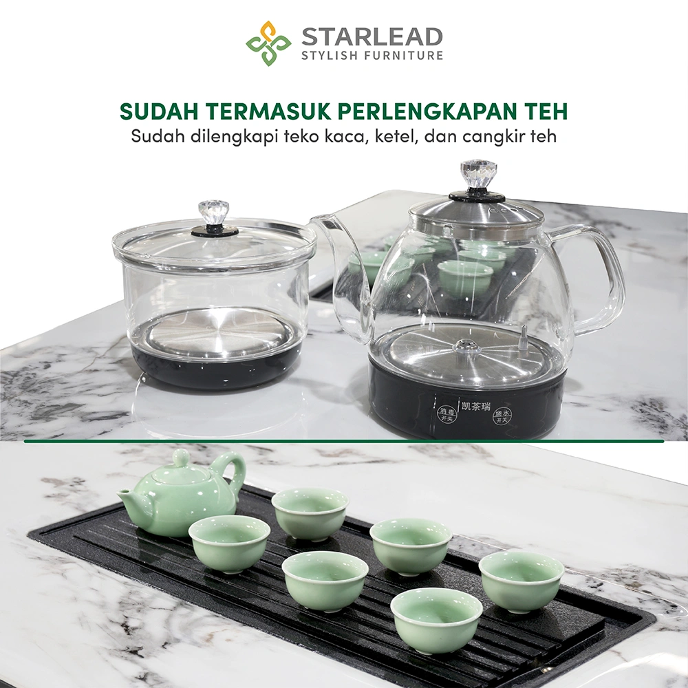 STARLEAD Meja Teh Crystal Stone - Chateu Patek White