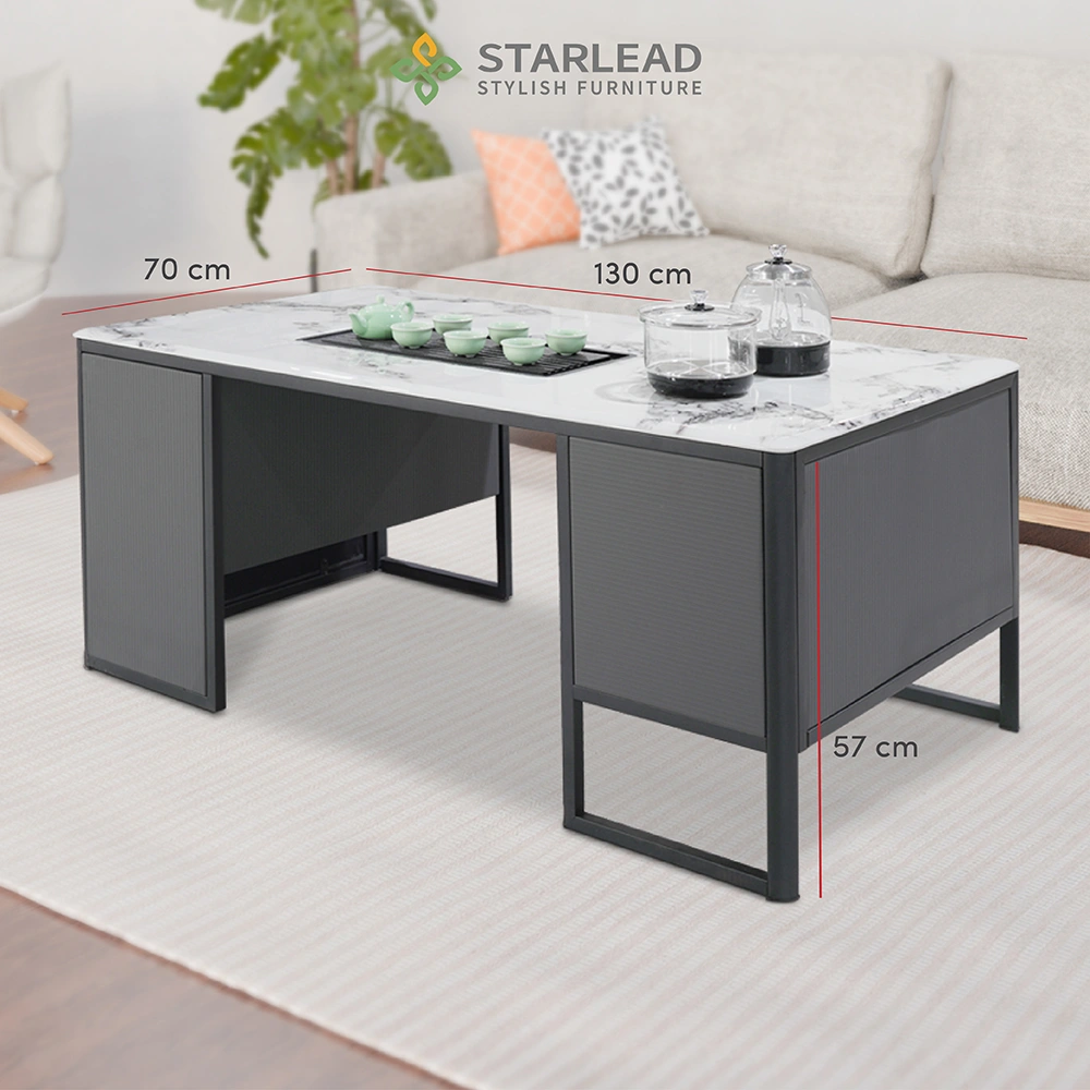 STARLEAD Meja Teh Crystal Stone - Chateu Patek White