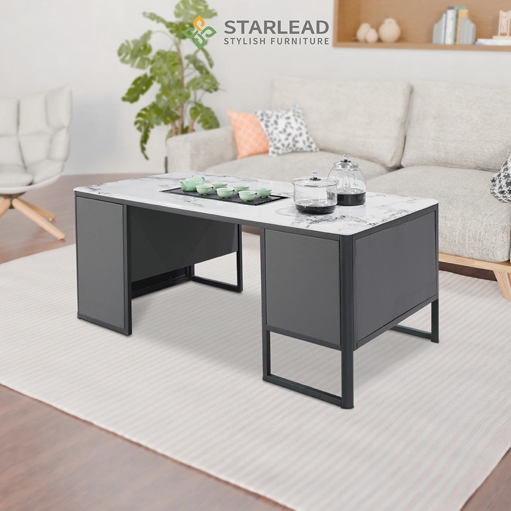 STARLEAD Meja Teh Crystal Stone - Chateu Patek White