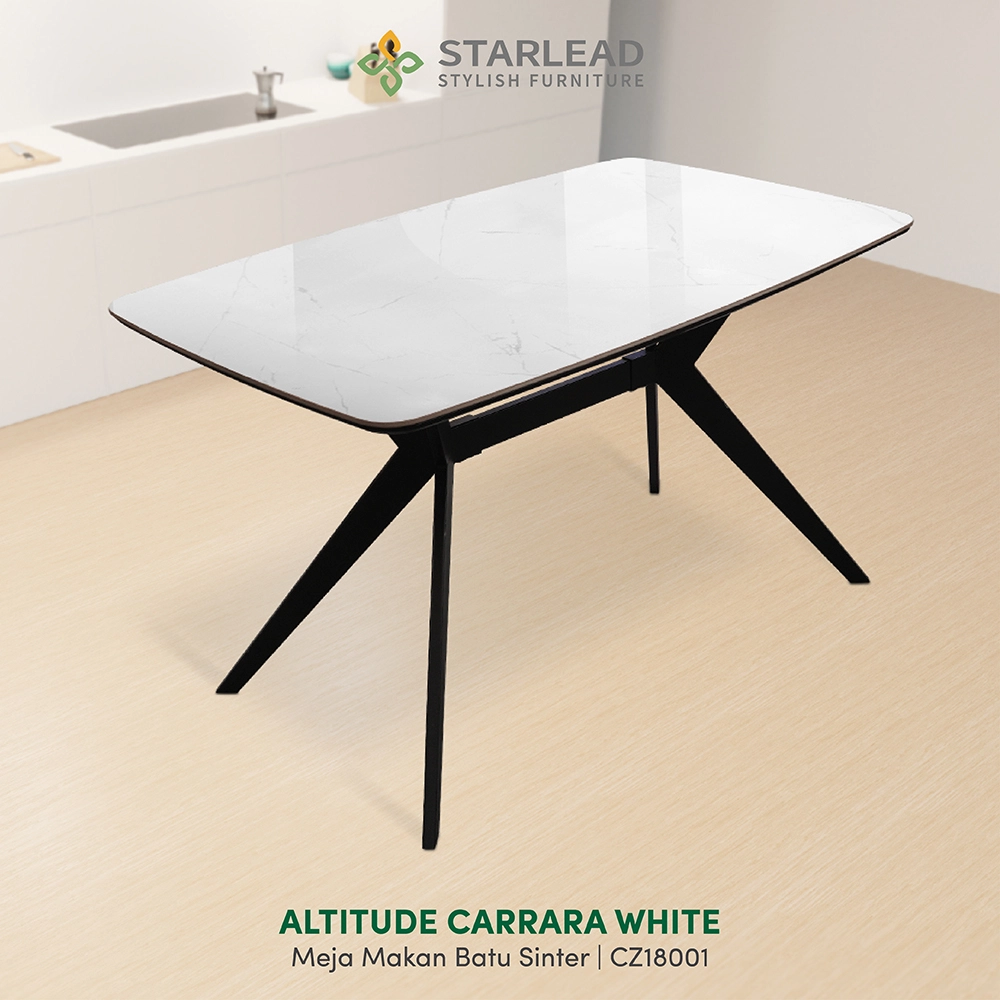 STARLEAD Meja Makan Sintered Stone – Altitude Carrara White & Calacatta Grey