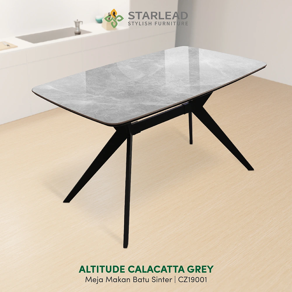 STARLEAD Meja Makan Sintered Stone – Altitude Carrara White & Calacatta Grey