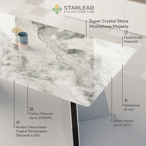STARLEAD Meja Makan Super Crystal Stone – Moonstone Majesty - Image 4