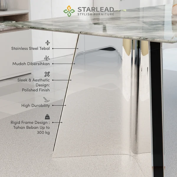 STARLEAD Meja Makan Super Crystal Stone – Moonstone Majesty - Image 3