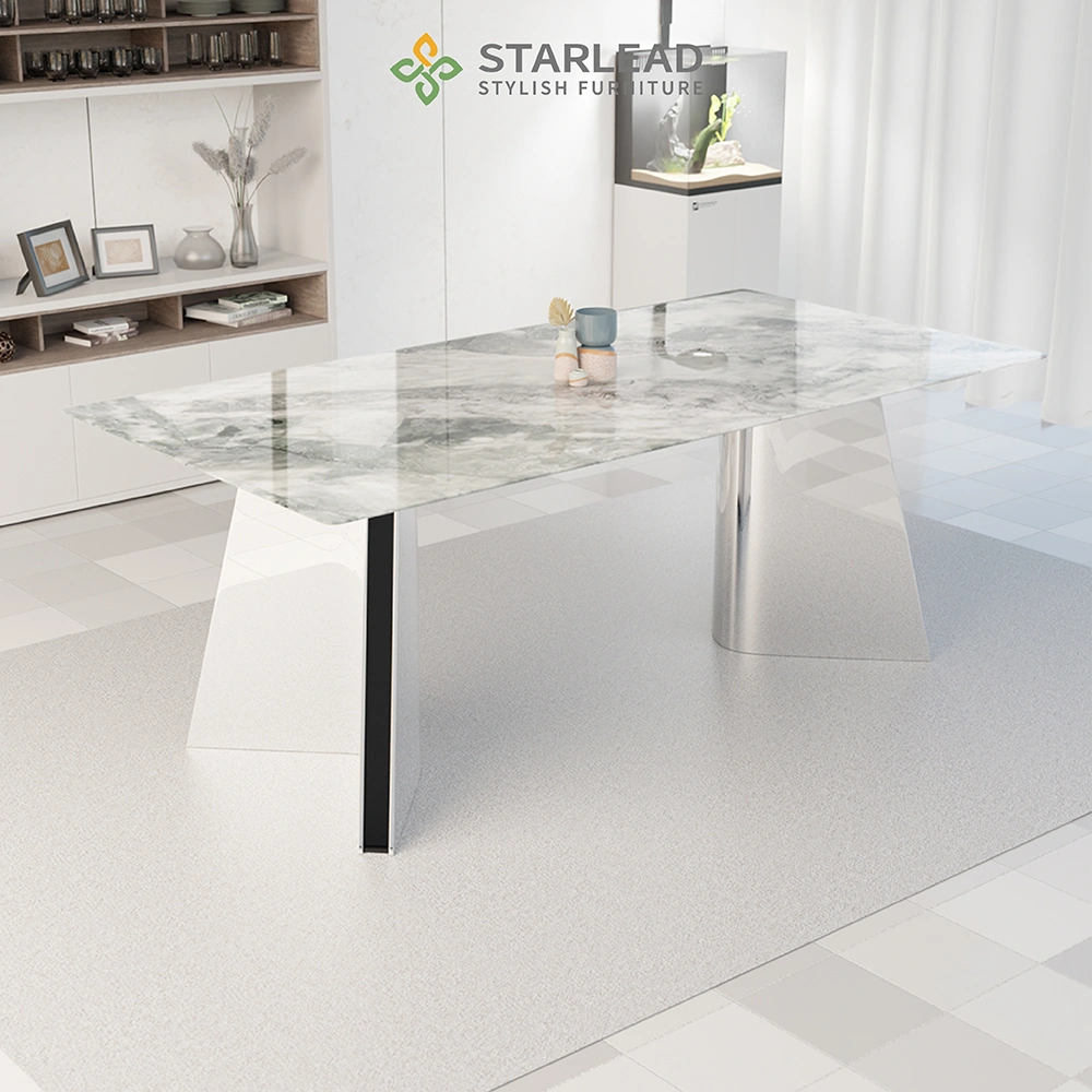 STARLEAD Meja Makan Super Crystal Stone – Moonstone Majesty