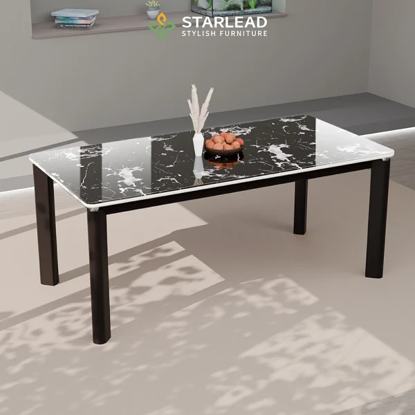 STARLEAD Meja Makan Marble Stone – Black Reef - Image 6