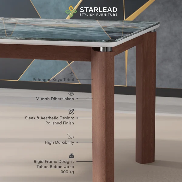 STARLEAD Meja Makan Crystal Stone – Pacific Blue - Image 5
