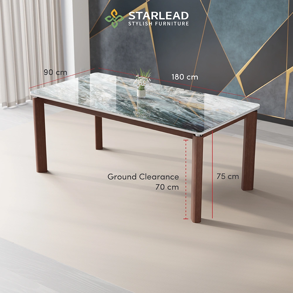 STARLEAD Meja Makan Crystal Stone – Pacific Blue