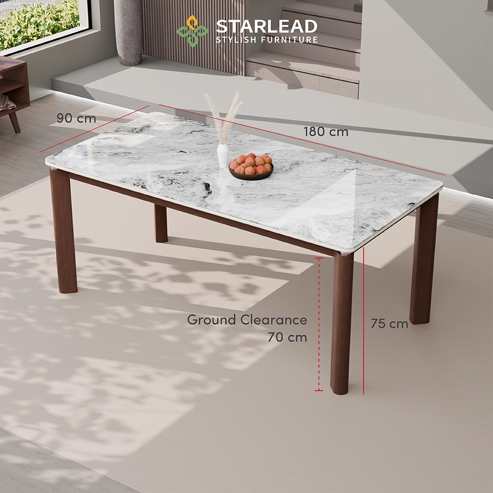 STARLEAD Meja Makan Marble Stone – Oceanic Ash