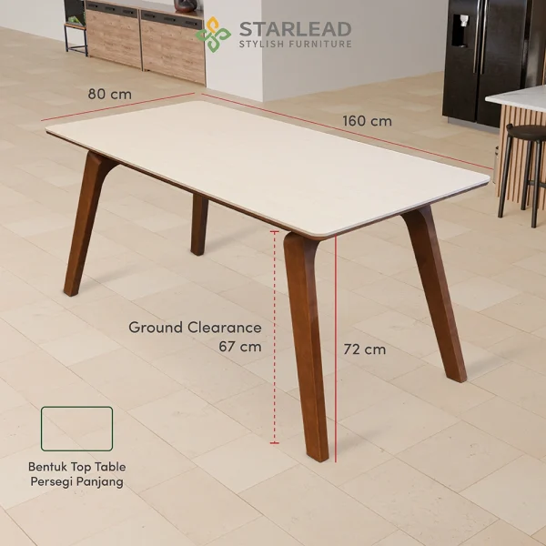 STARLEAD Meja Makan Sintered Stone – Travertine White - Image 3