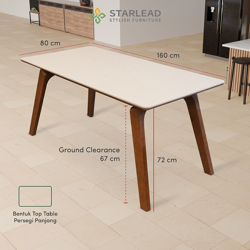 STARLEAD Meja Makan Sintered Stone – Travertine White